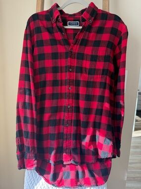 Club Room Red and Black Plaid Flannel Button-Down Shirt